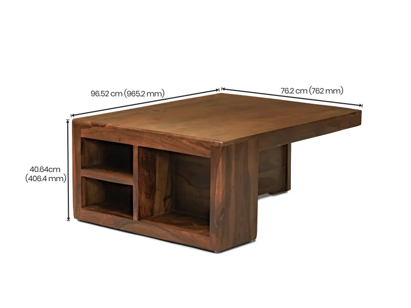 Alexa Solid Wood Coffee Table with 4 Stools